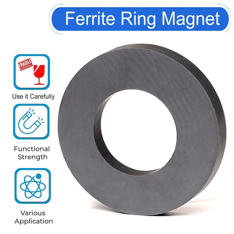 AOAUTO Ferrite Ring Large Magnet,4.72In Dia Big Round Ceramic Disc Heavy Duty Magnets with Hole for DIY Crafts Science Projects Industrial,Large Ceramic Donut Magnet - Image 5